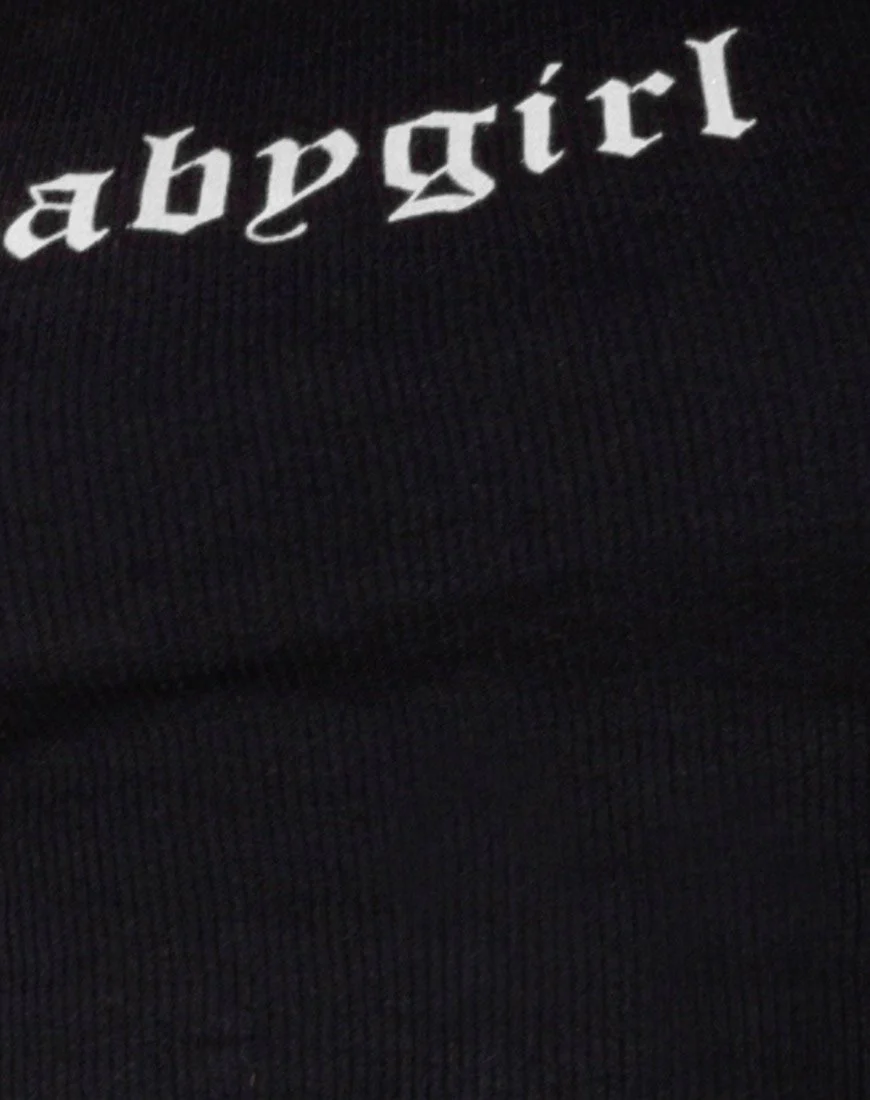 Givas Crop Top in Black with 'Babygirl' in White - Image 5