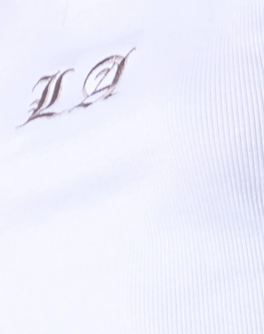 Givas Crop Top in White 'LA' Embro - Image 5