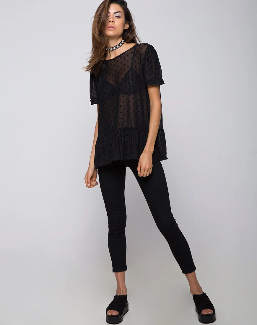Gretta Top in Polka Net Black - Image 3