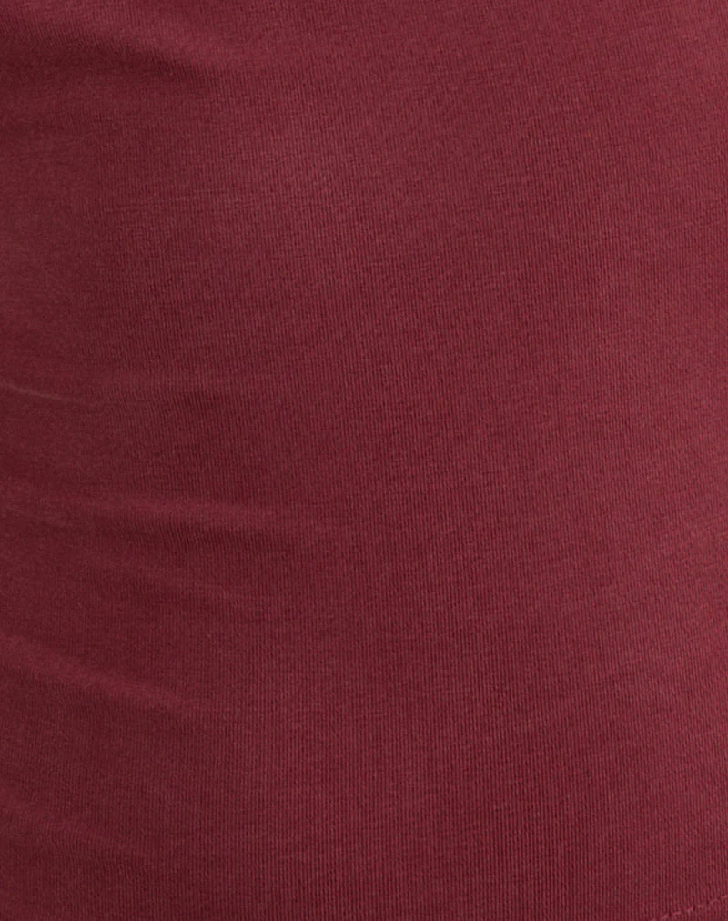 Grizel Halterneck Top with Pearl Trim in Cupro Burgundy - Image 5