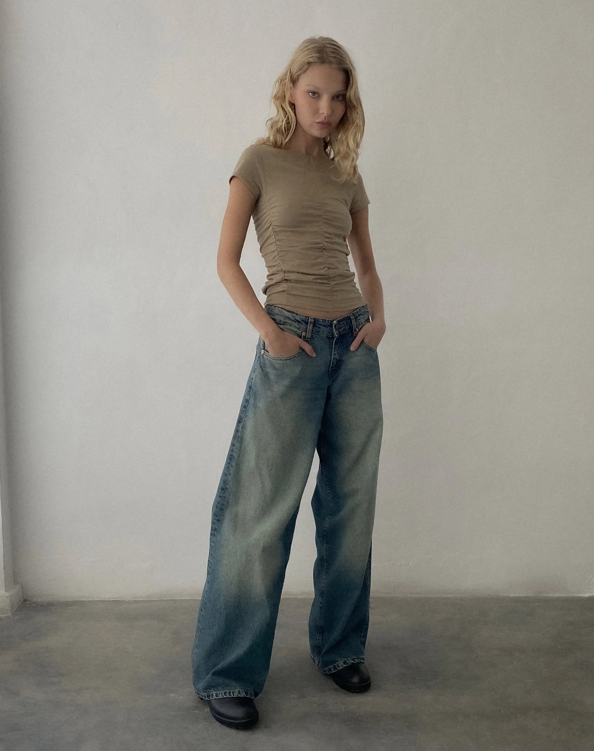 Gryae Ruched Front Top in Biscotti - Image 3