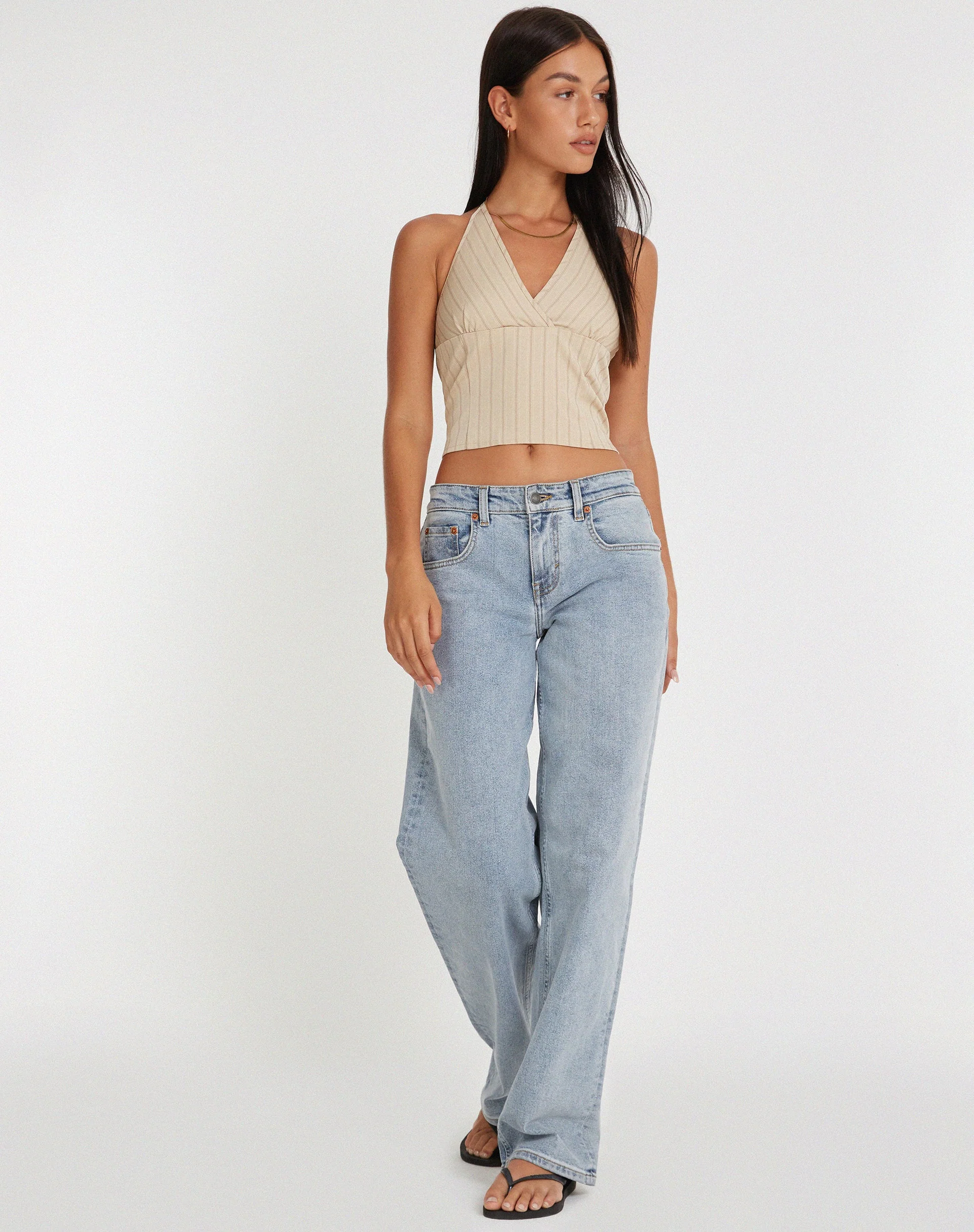 Hajra Halter Top in Cream Stripe - Image 3