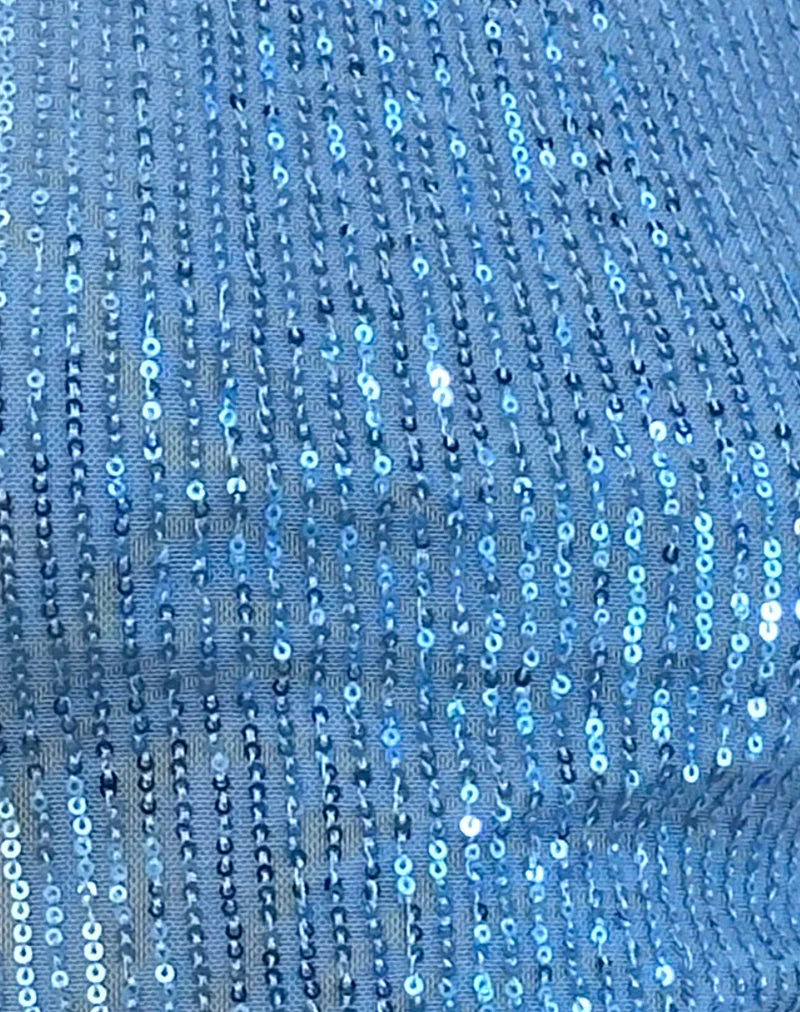 Hala Top in Drape Mini Sequin Light Blue - Image 5