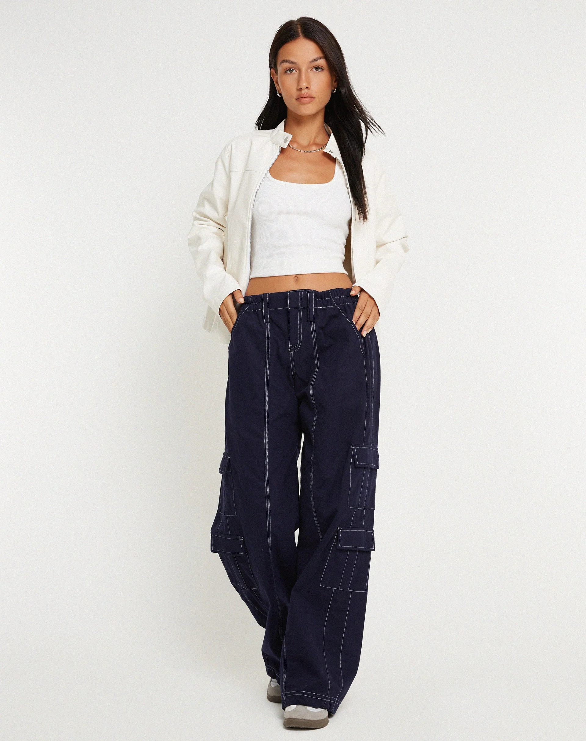 Hansa Trouser in Navy with Top White Stitch - Image 3