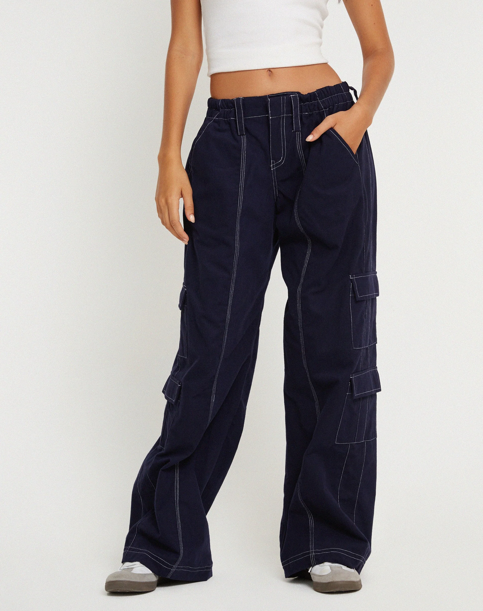 Hansa Trouser in Navy with Top White Stitch - Image 4