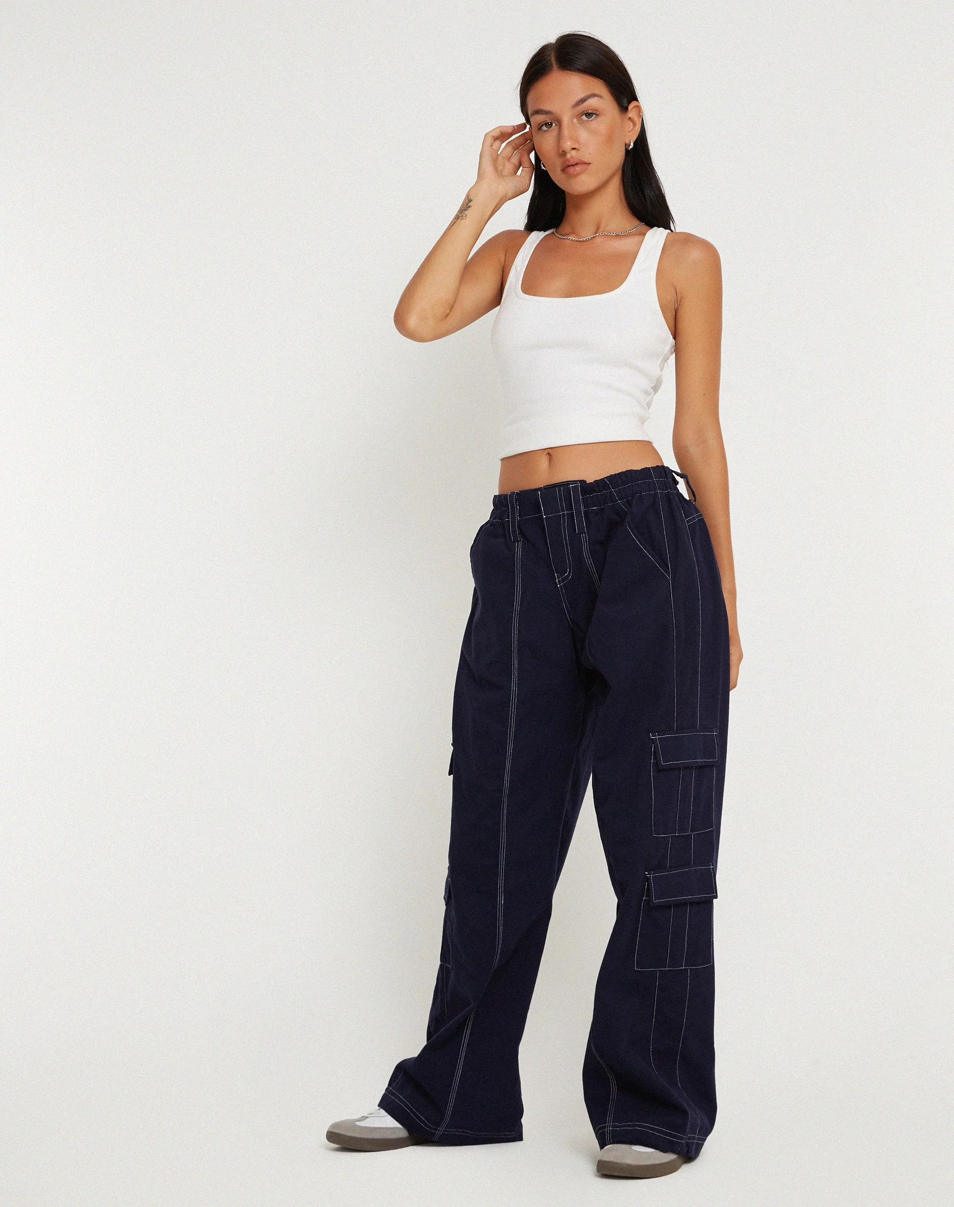Hansa Trouser in Navy with Top White Stitch - Image 5
