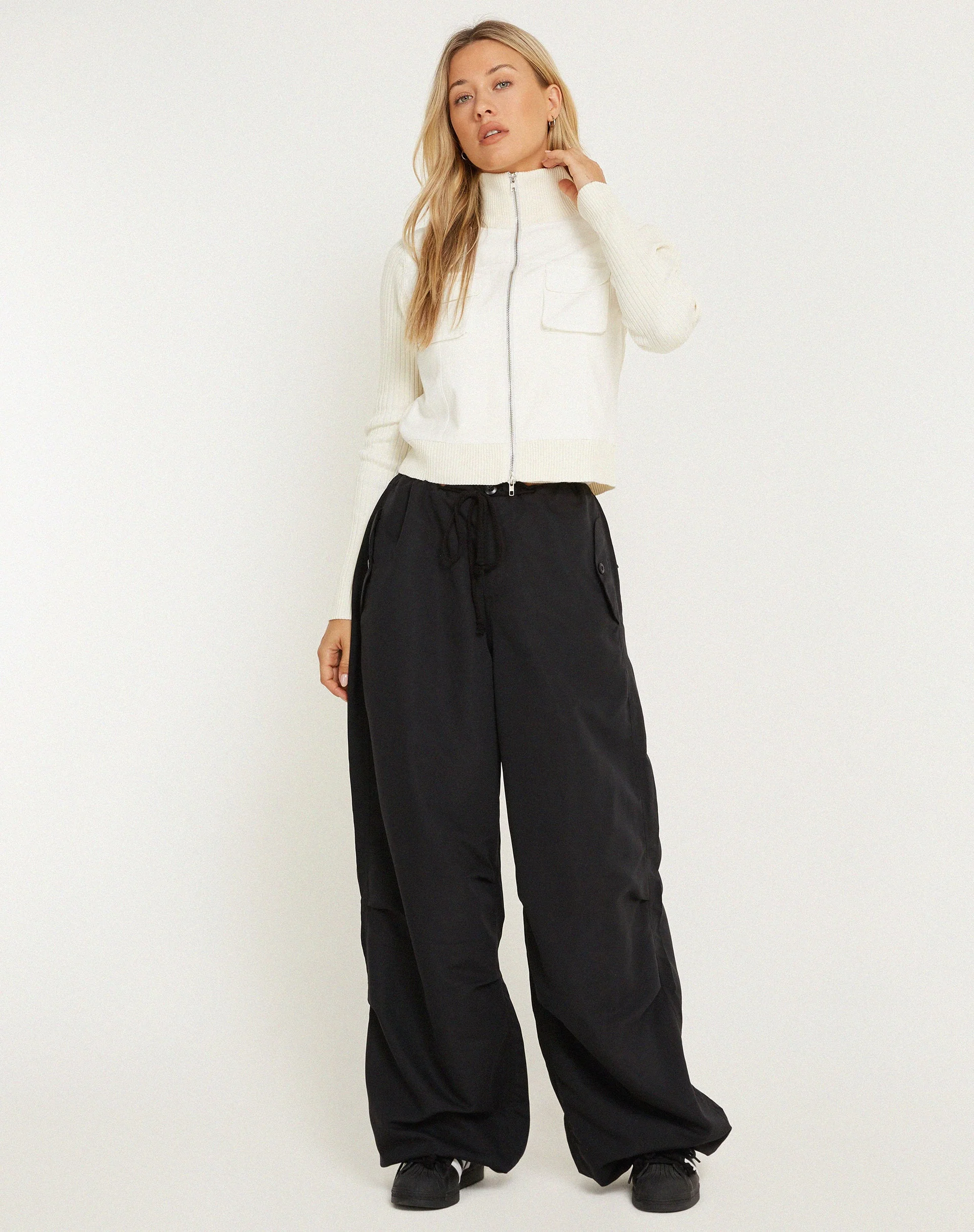 Hansol Zip Up Cardi in Ivory - Image 6