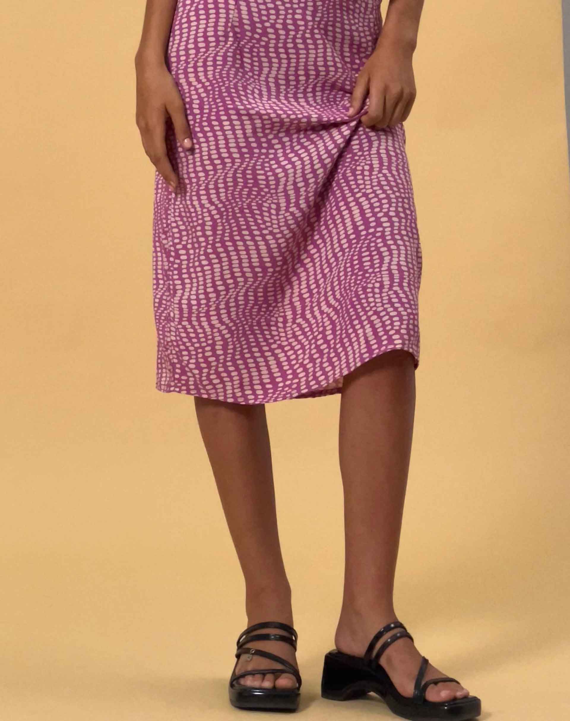 Harriet Midi Skirt in Wavy Polka Purple - Image 2