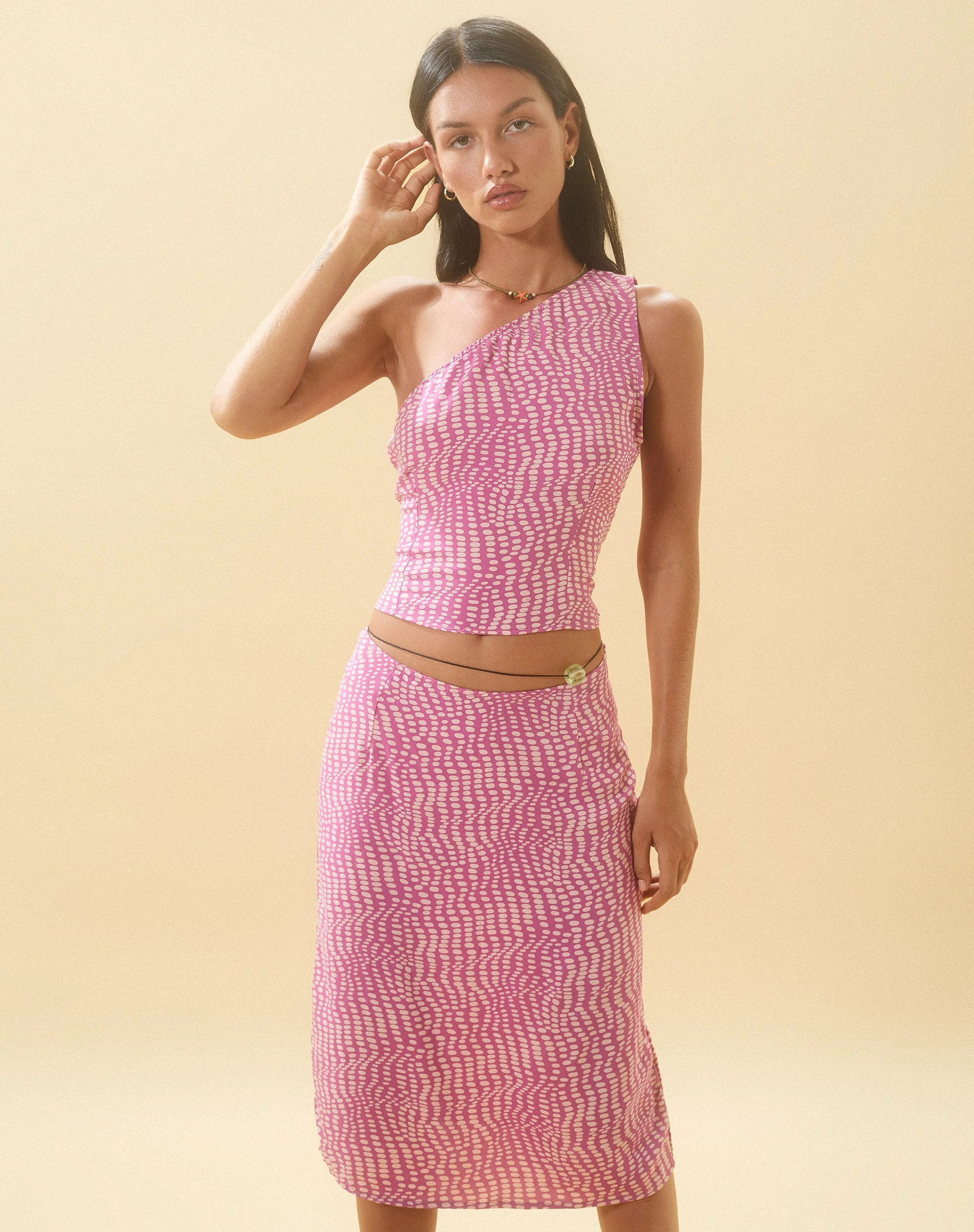 Harriet Midi Skirt in Wavy Polka Purple - Image 3