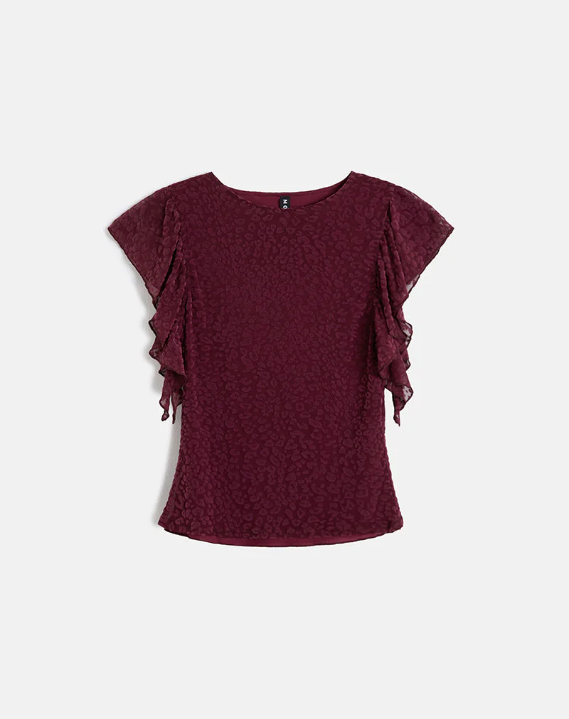 Harsya Top in Flock Mini Leopard Plum - Image 4