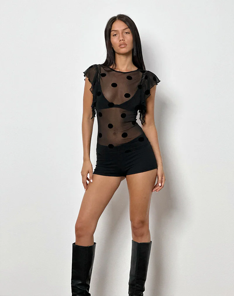 Harsya Unlined Top in Big Polka Flock Black - Image 4