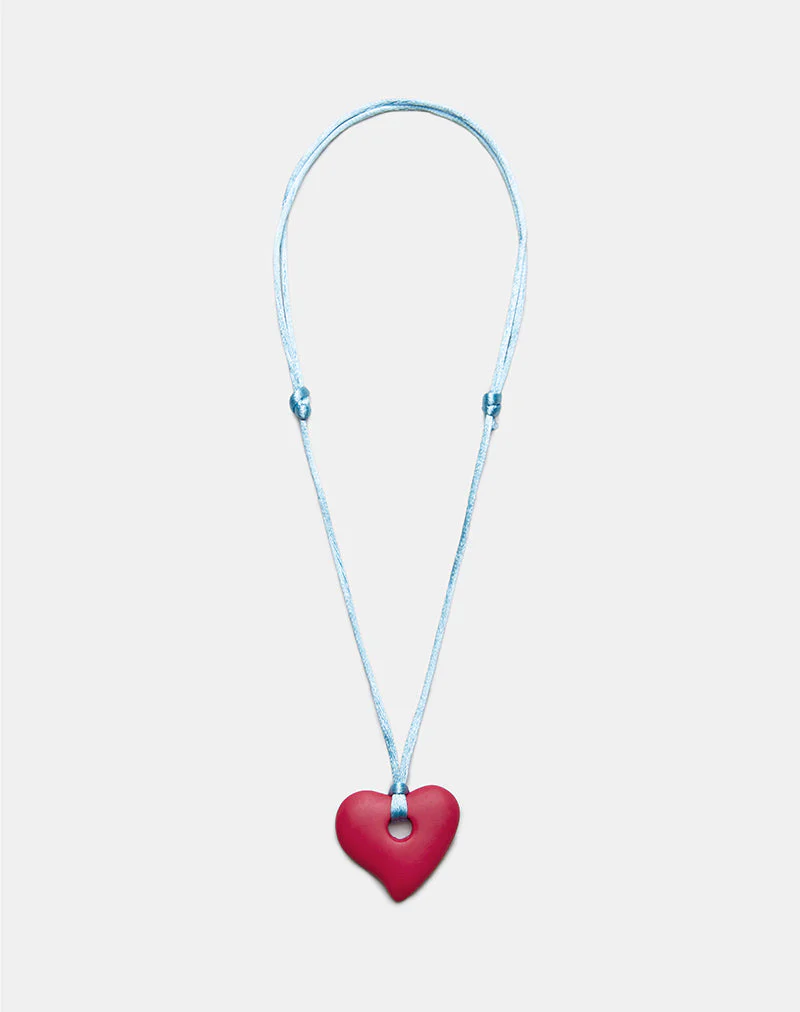 Heart Necklace in Resin Red