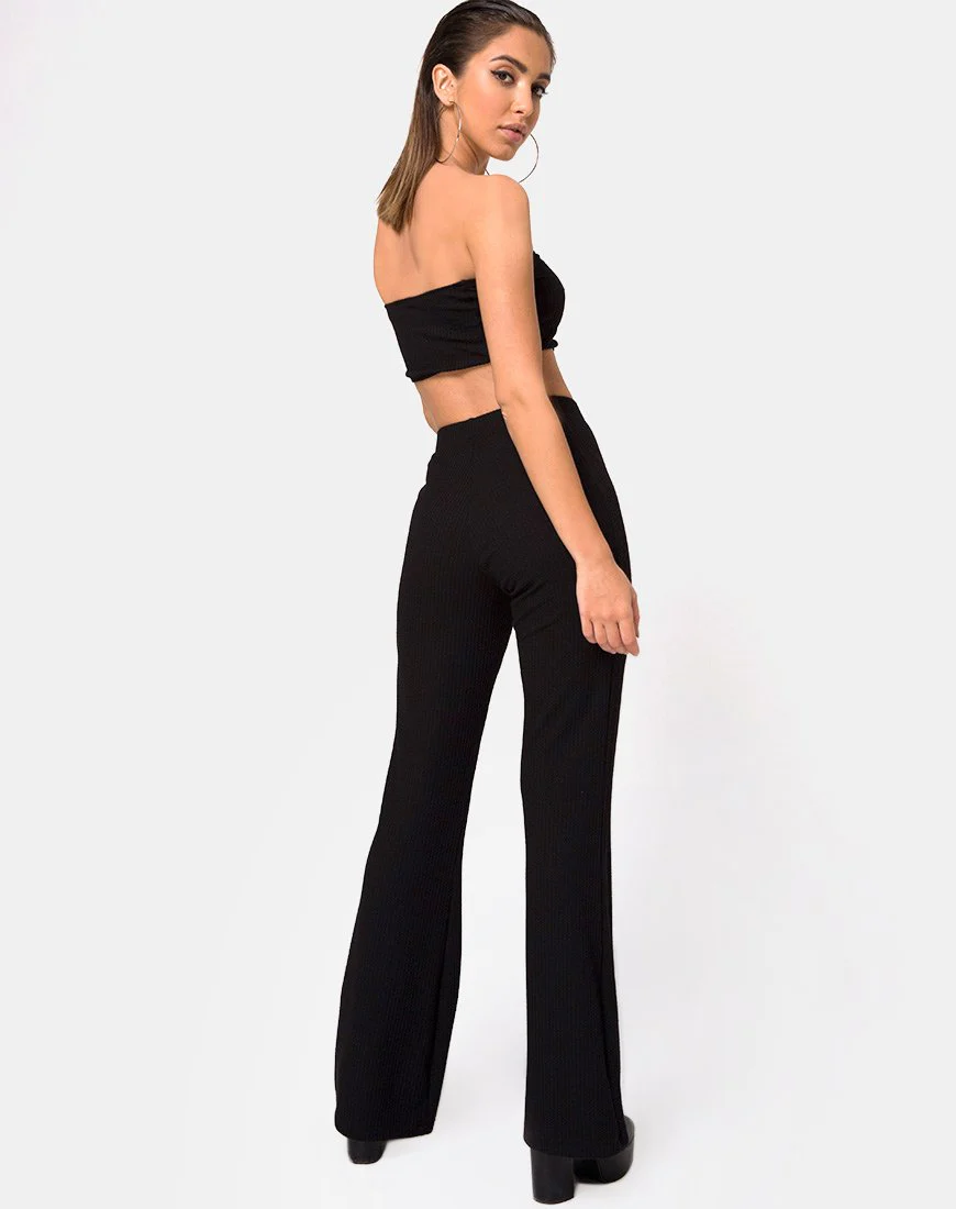 Herlom Flare Trousers in Black - Image 3