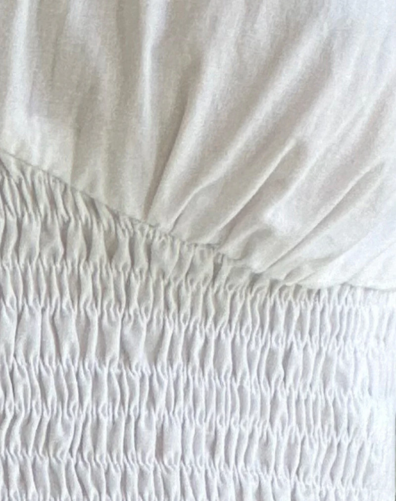 Hevalis Plunge Shirred Top in Poplin White - Image 7