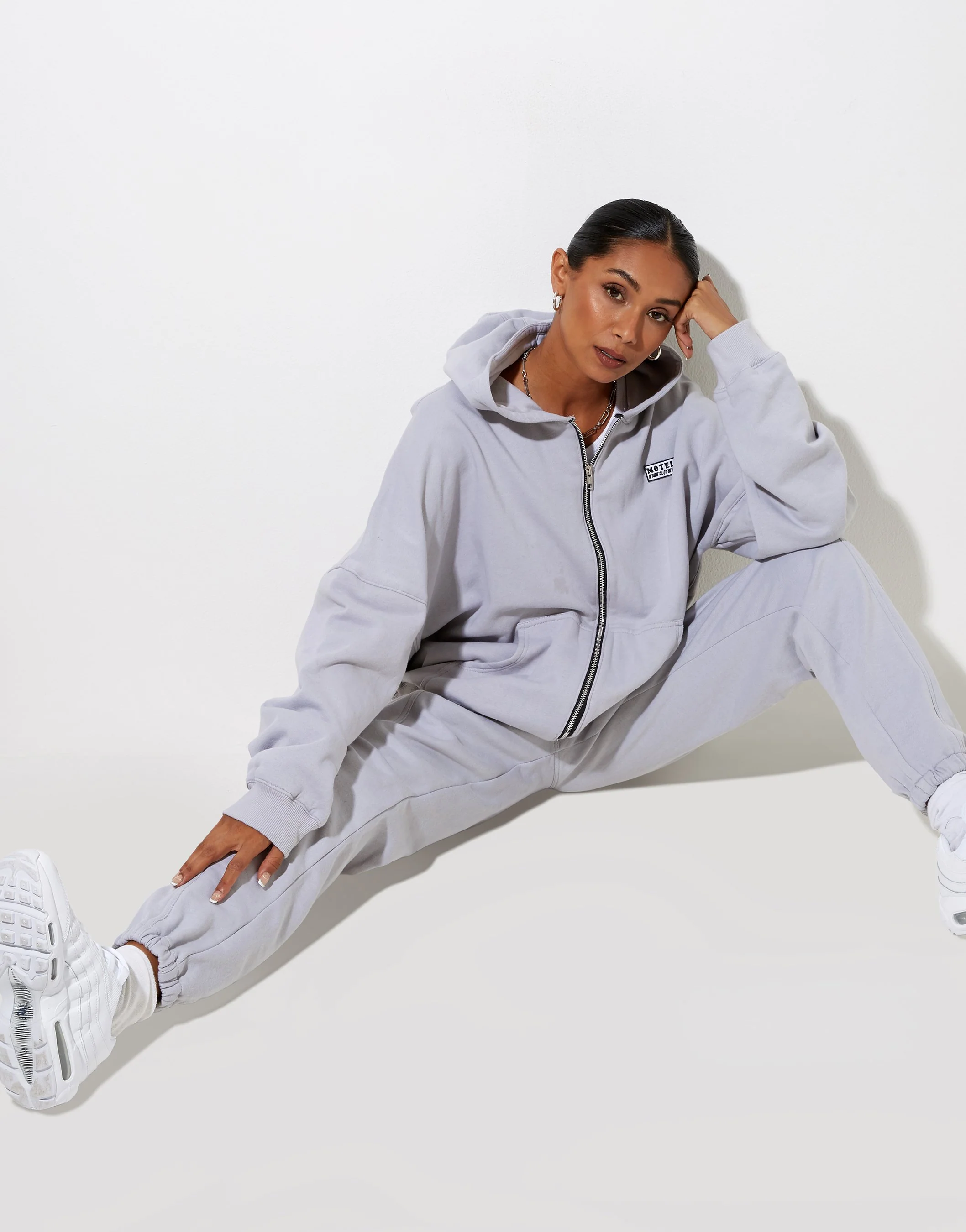 Hollack Hoodie in Lunar Rock with Motel Work Clothing Label Embro - Image 4