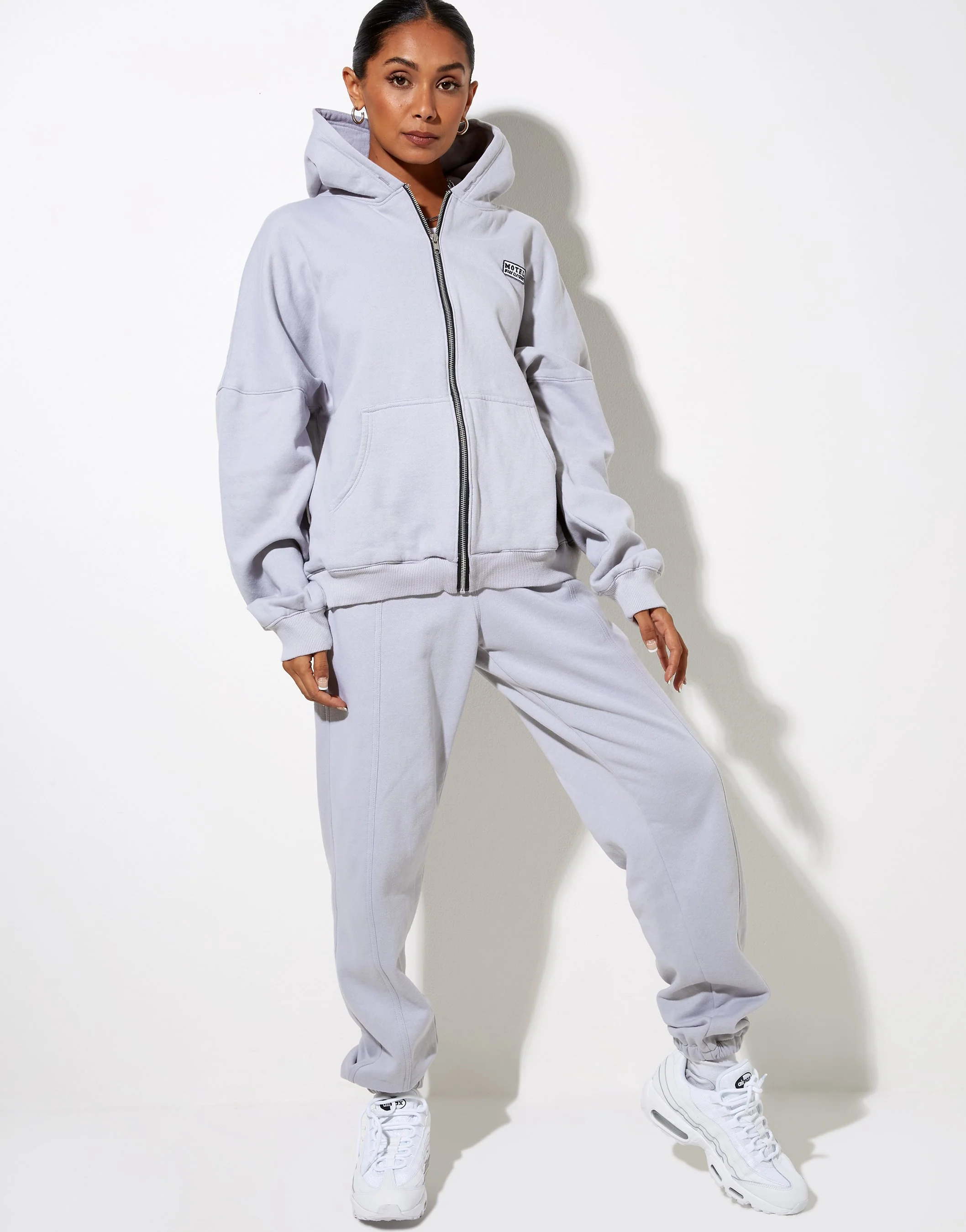 Hollack Hoodie in Lunar Rock with Motel Work Clothing Label Embro - Image 5