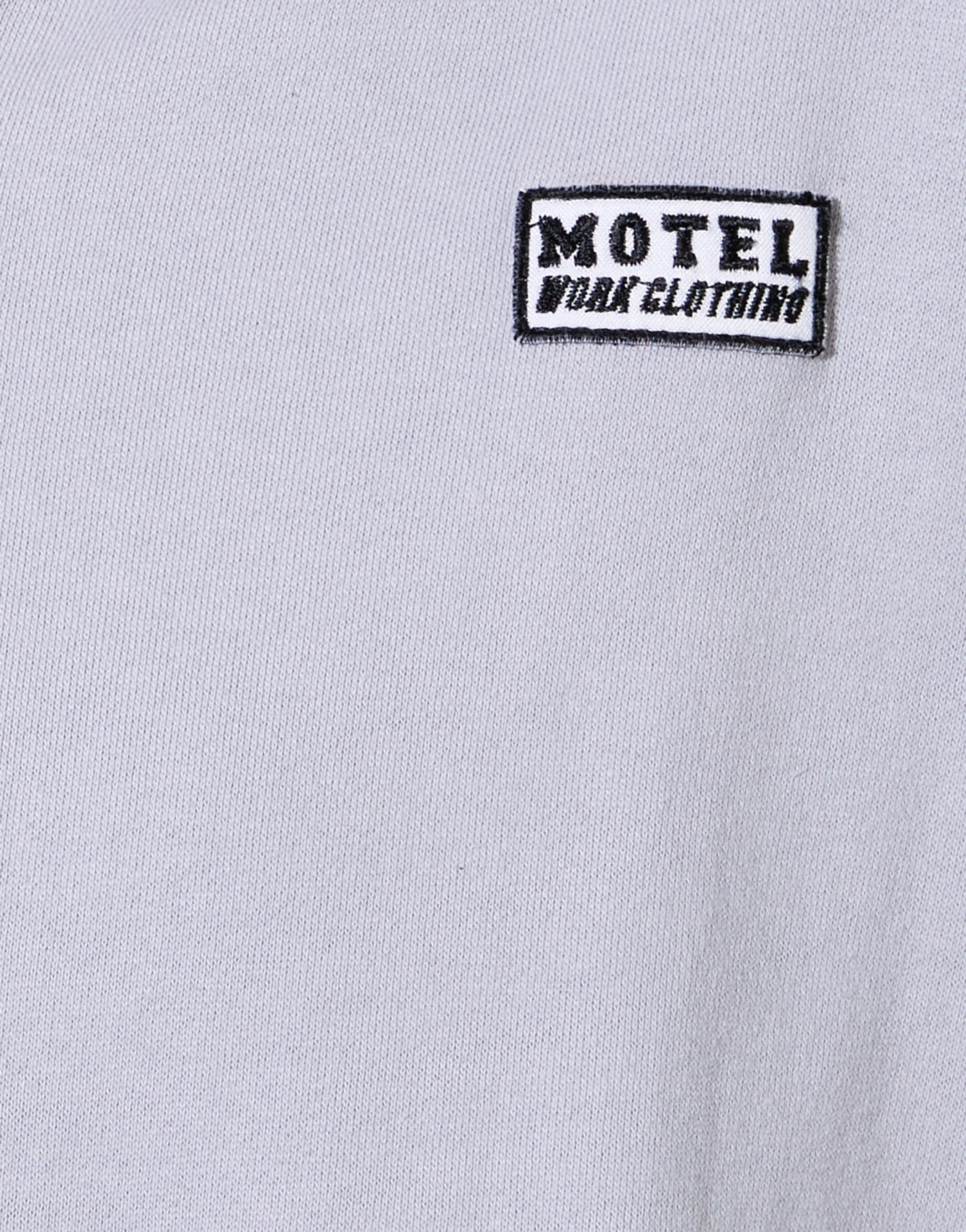 Hollack Hoodie in Lunar Rock with Motel Work Clothing Label Embro - Image 7