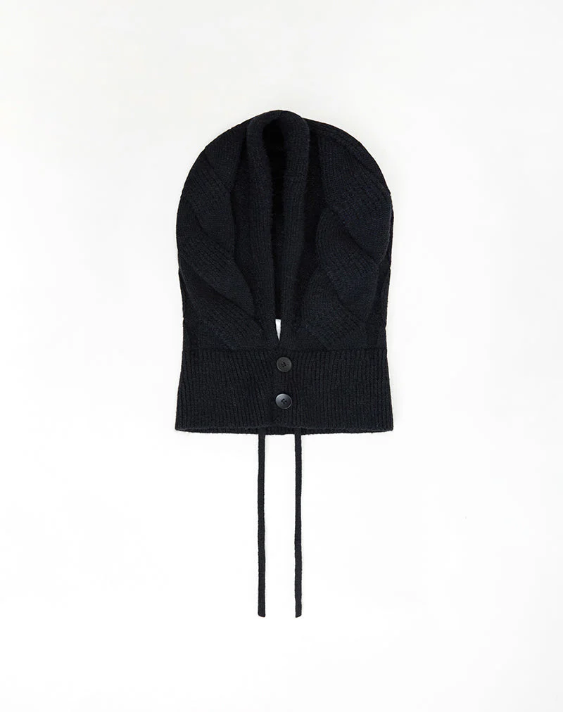 Hood Hat in Knit Black - Image 3
