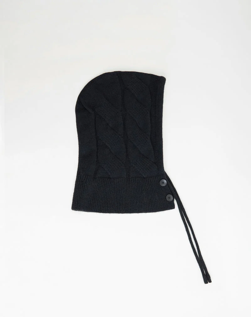 Hood Hat in Knit Black - Image 4
