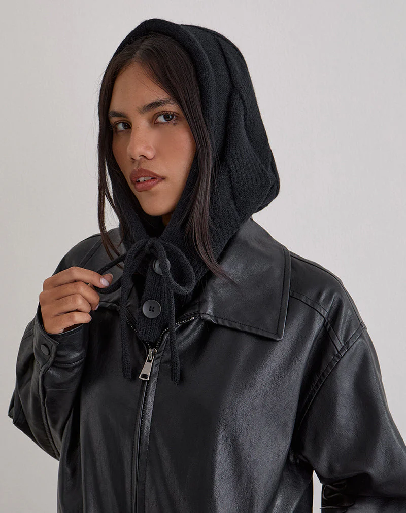 Hood Hat in Knit Black - Image 5