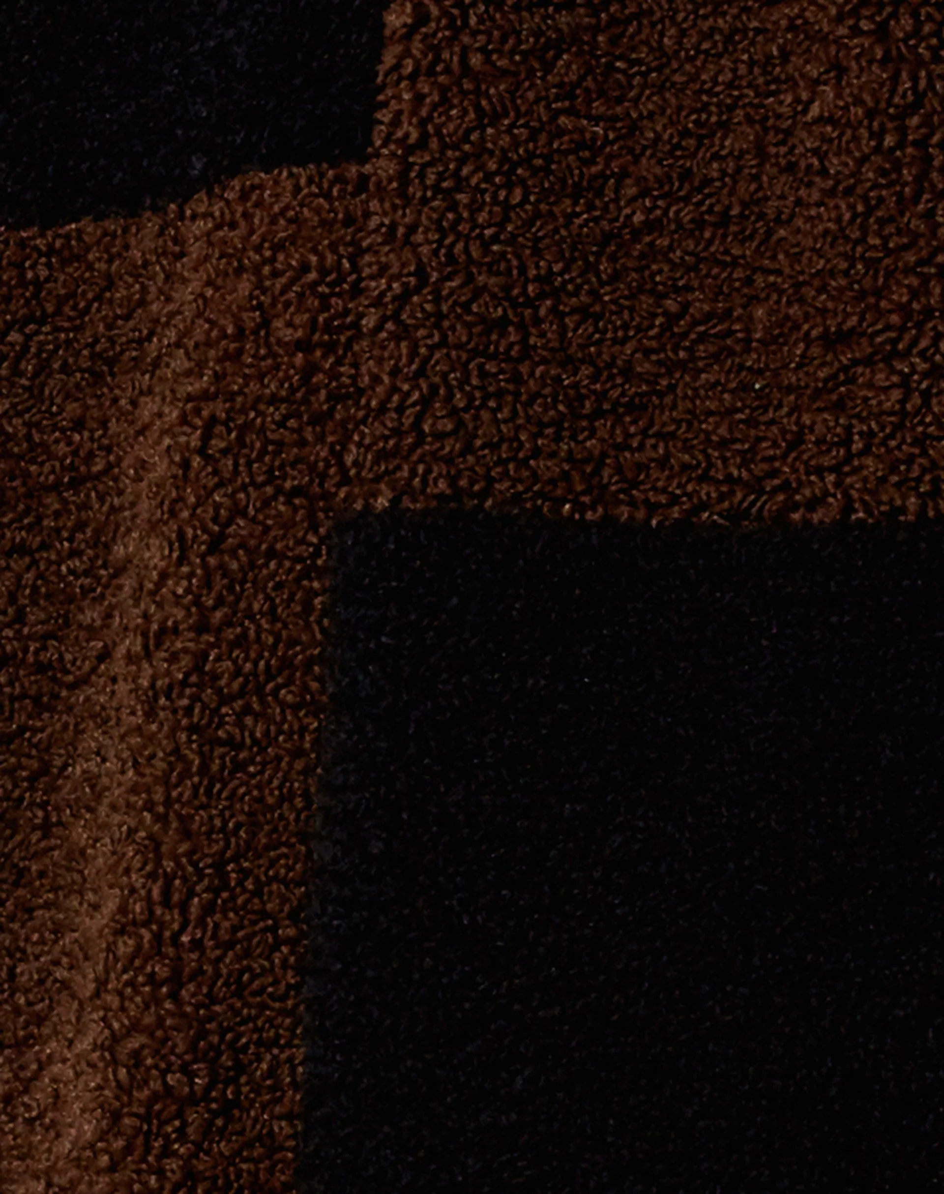 Humus Teddy Coat in Panelled Chocolate and Black - Image 7