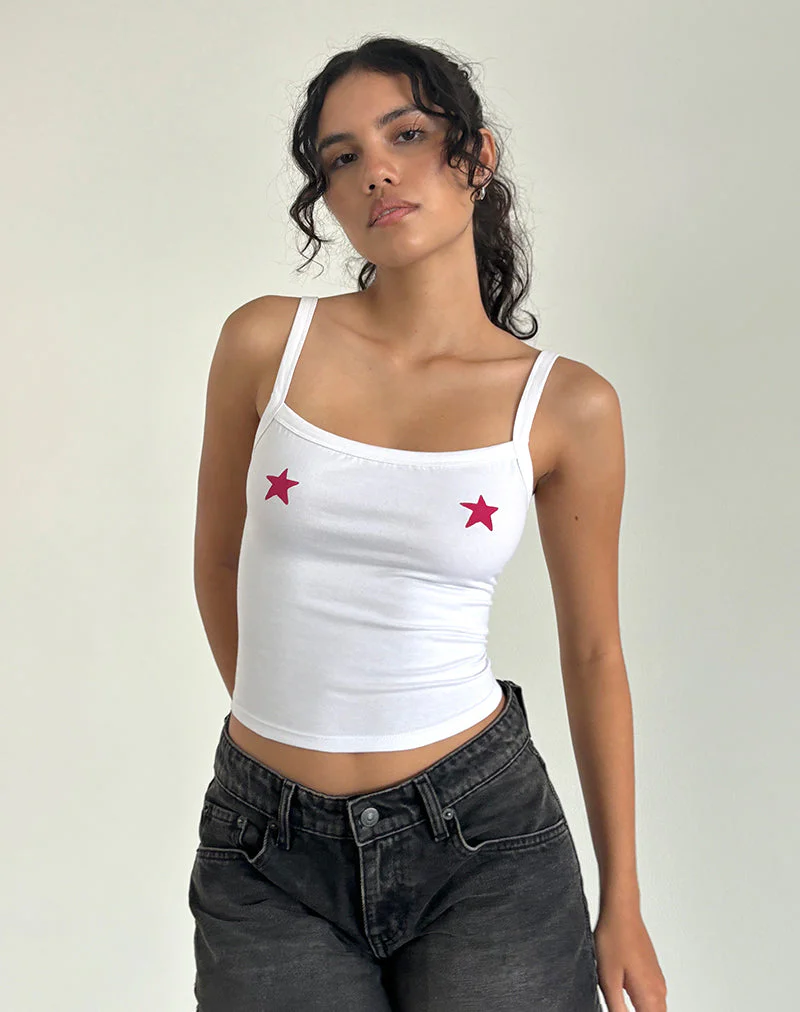 Icah Cami Top in White with Stars