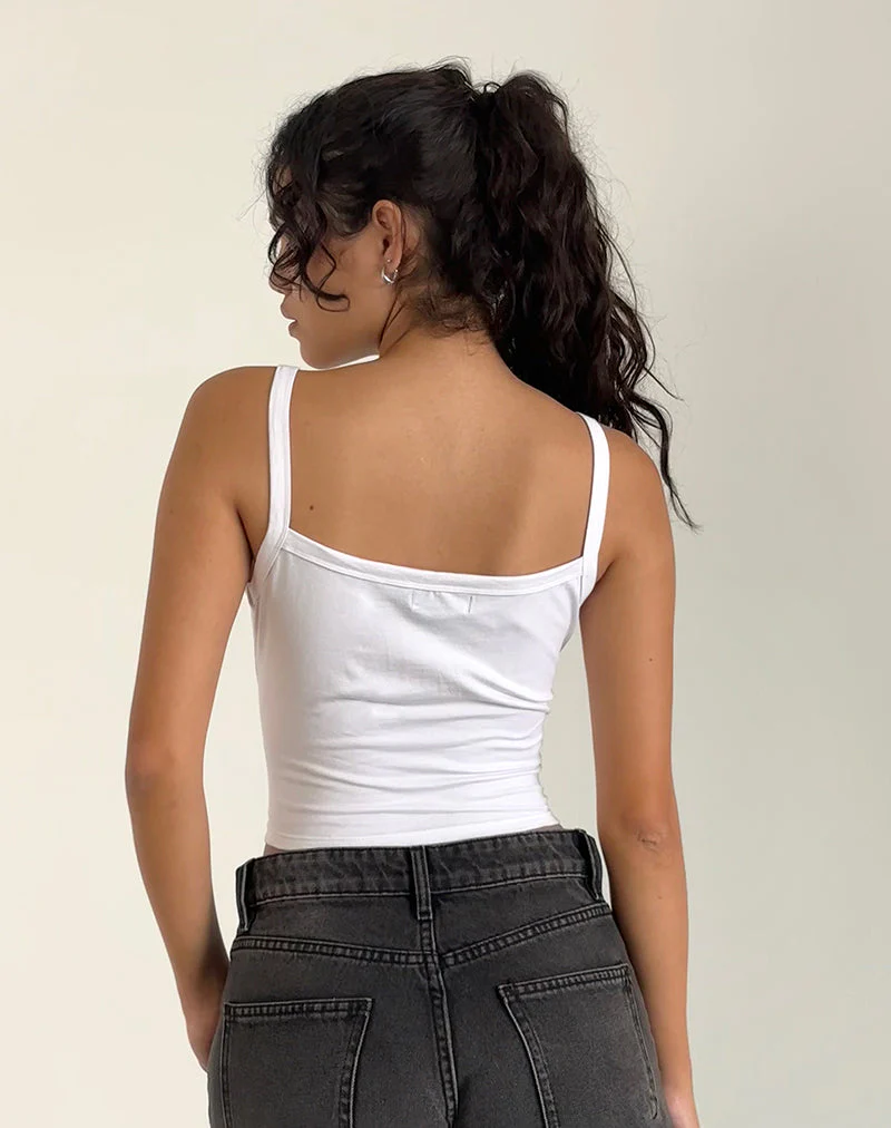 Icah Cami Top in White with Stars - Image 3