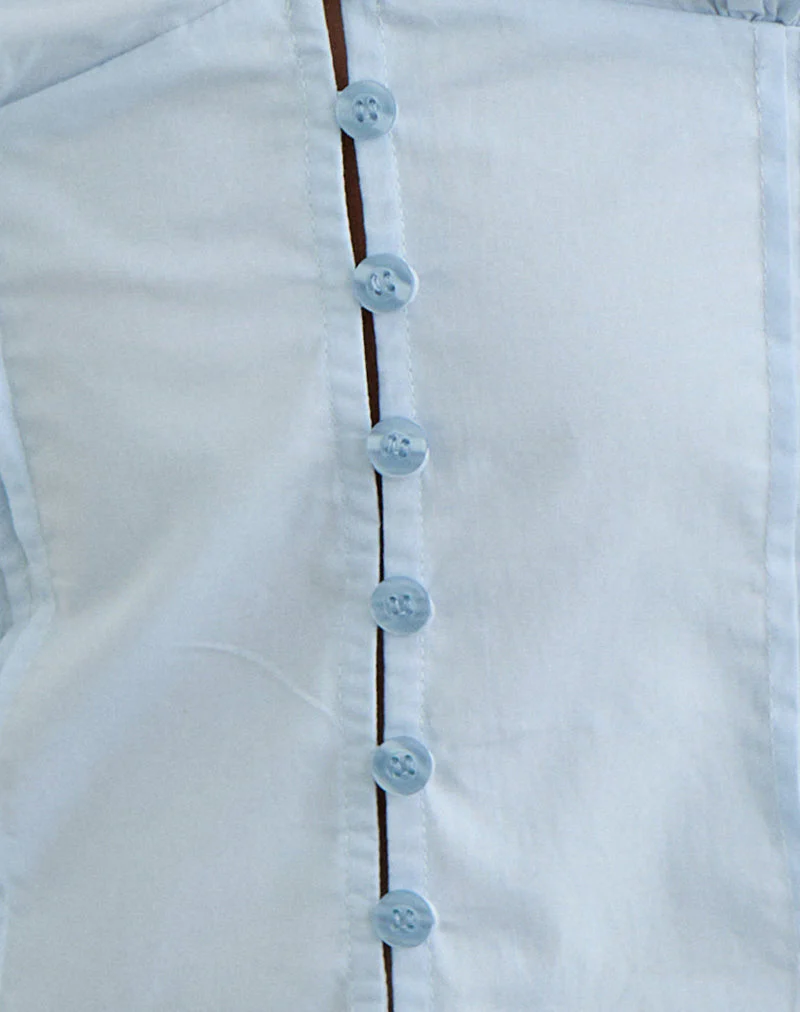 Ilias Corset Top in Poplin Ice Blue - Image 5