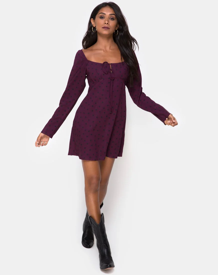 Ilova Dress in Skater Polka Wine - Image 3