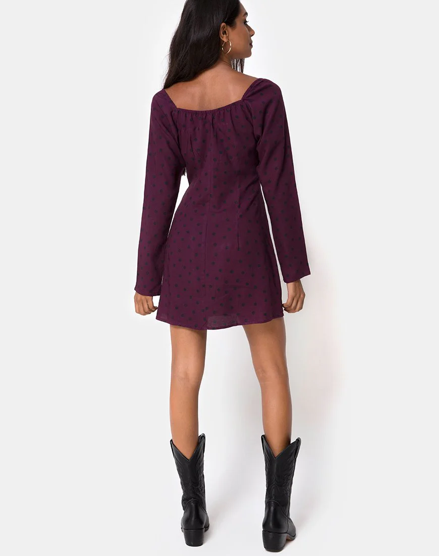 Ilova Dress in Skater Polka Wine - Image 4