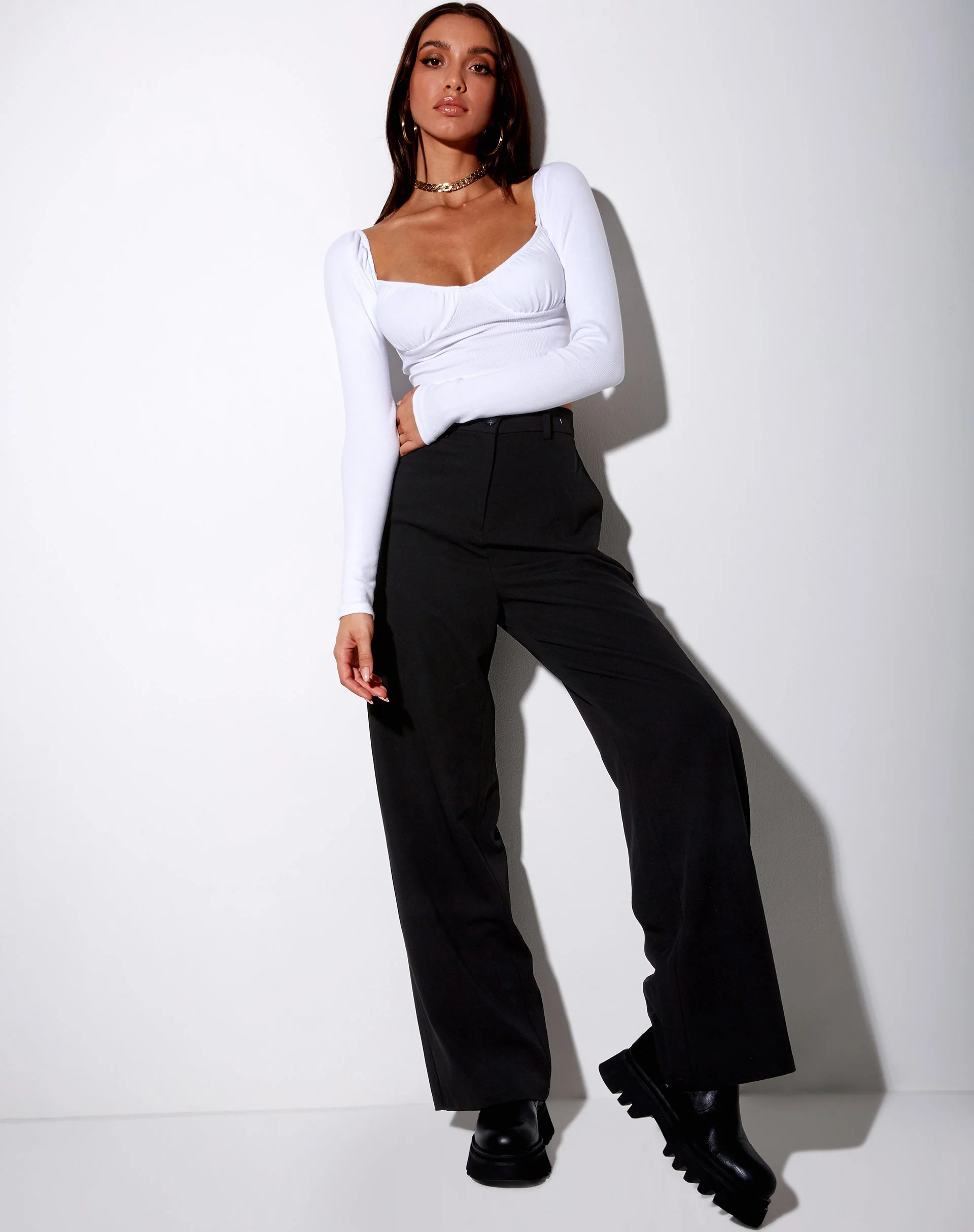 Inalo Crop Top in Rib White - Image 4
