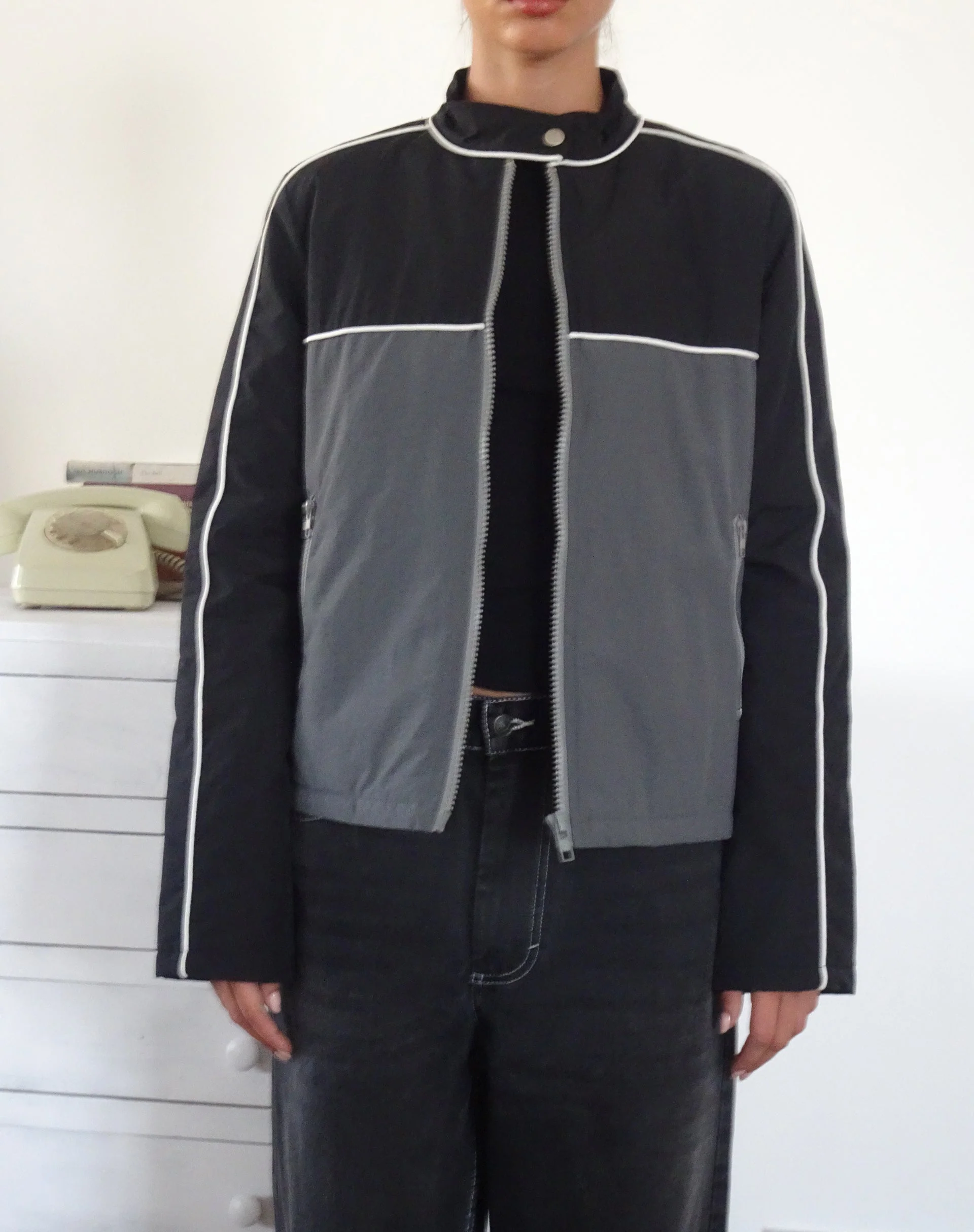 Indira Jacket in Black and Dark Grey - Image 2