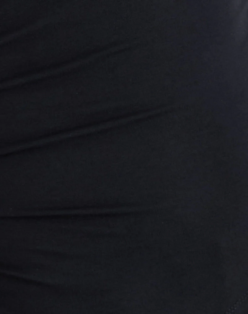 Ishika Asymmetric Neck Top with Eyelets in Black - Image 6