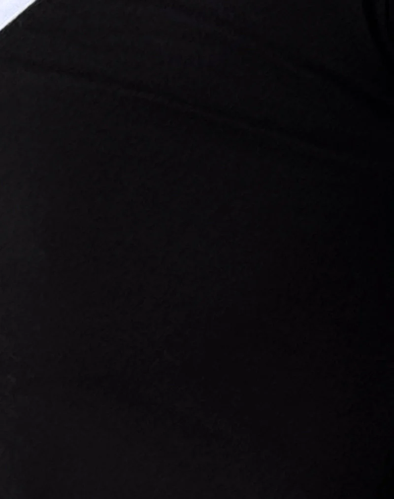 Izolde Baby Tee in Black with White Binding and M Embroidery - Image 7