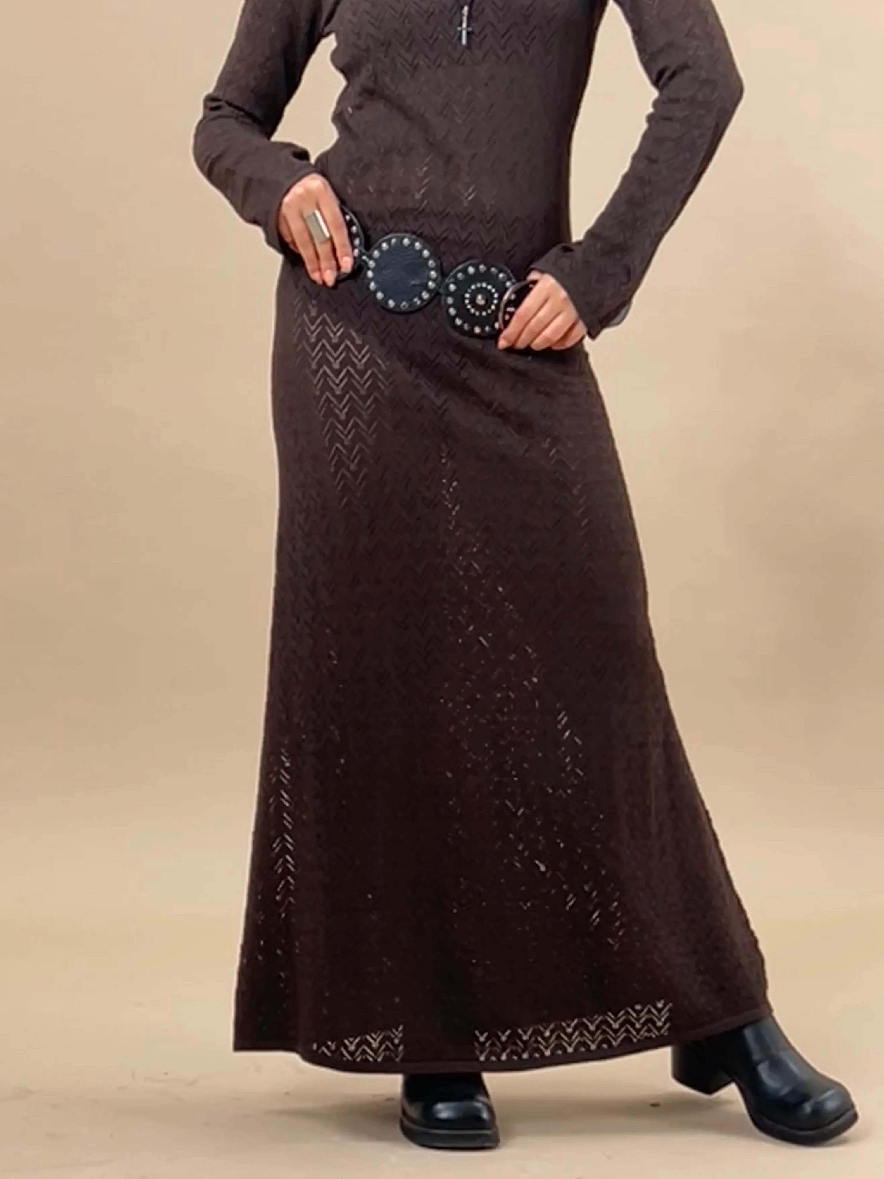 Jadie Long Sleeve Maxi Dress in Coffee - Image 5