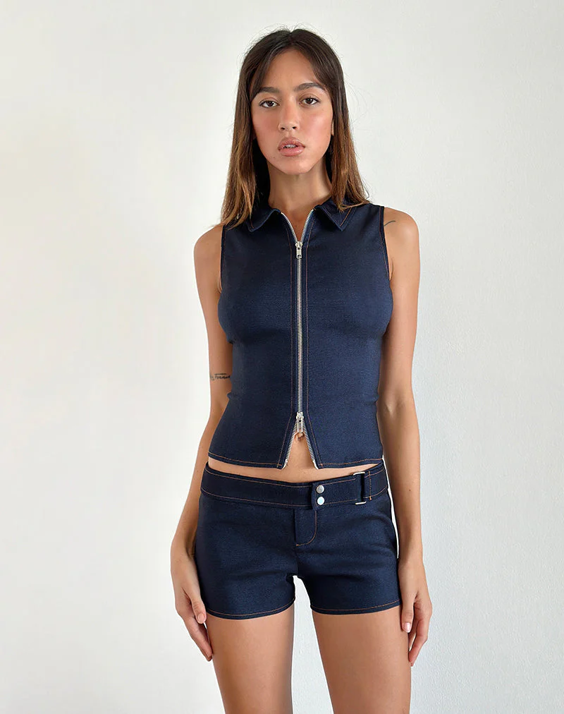 Janae Vest Top in Chambray Denim - Image 2