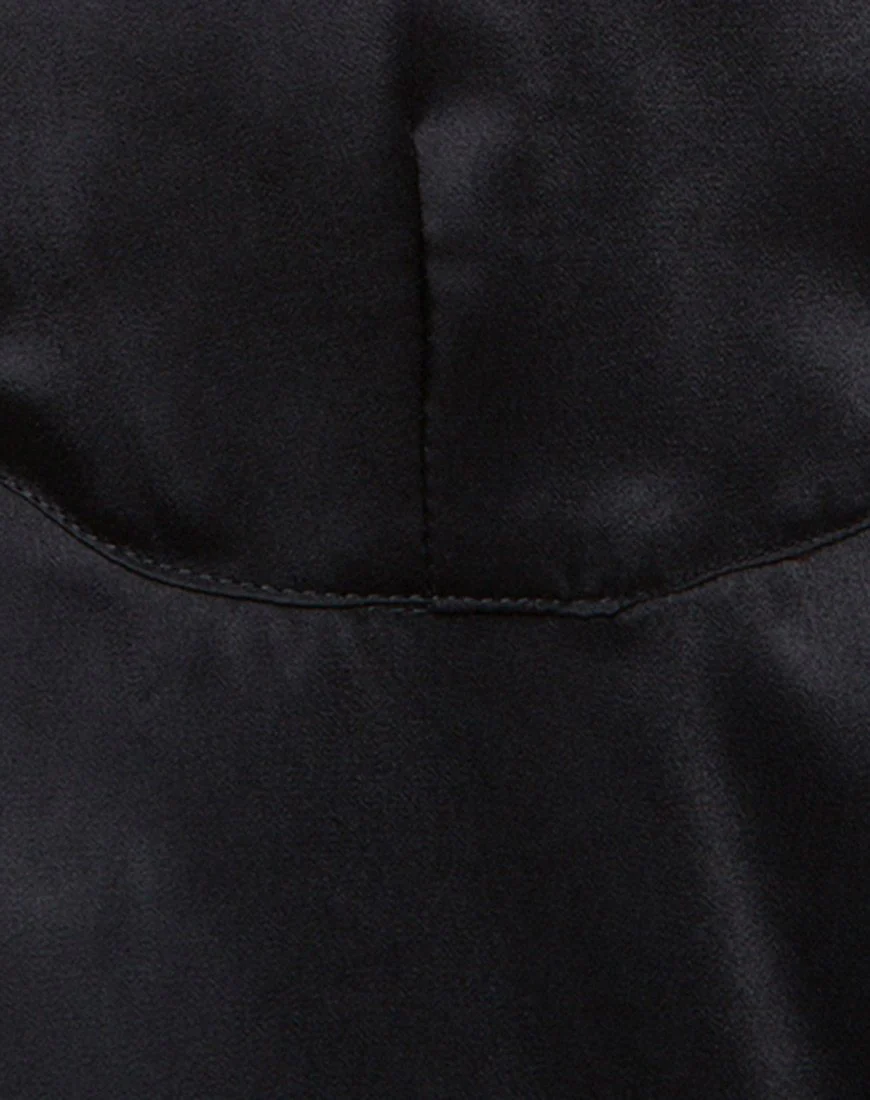 Jasher Slip Dress in Satin Black - Image 5