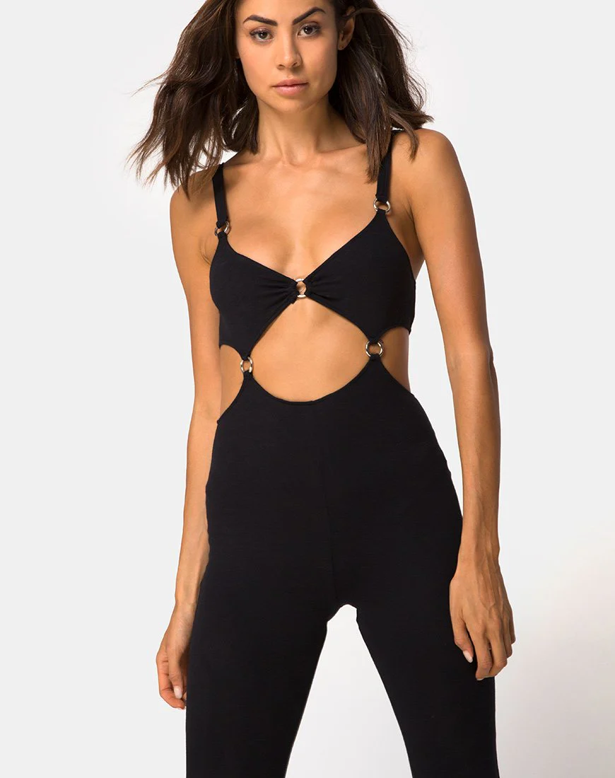 Jasola Cutout Unitard in Black - Image 3