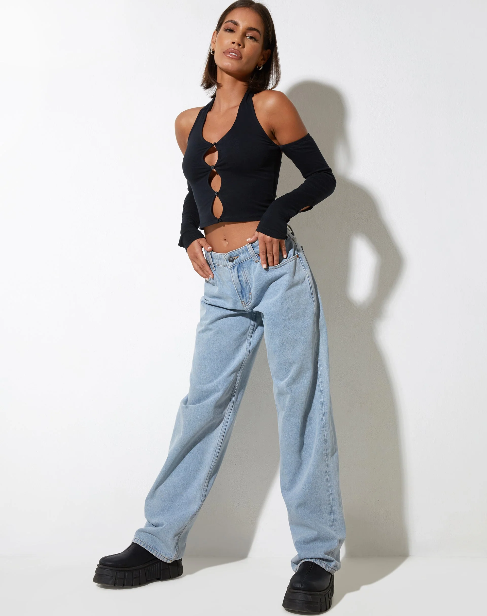 Jayne Crop Top in Lycra Black - Image 3