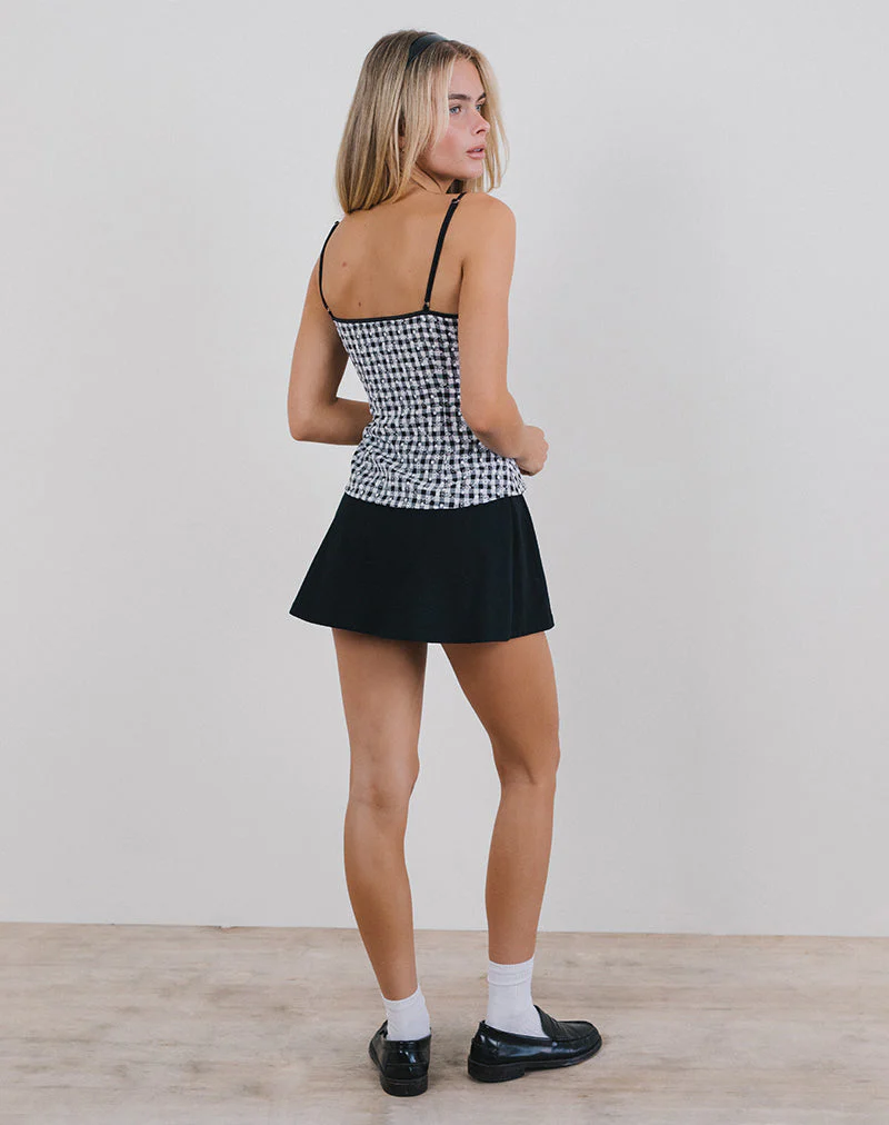 Jeiha Cami Top in Floral Gingham Black - Image 4