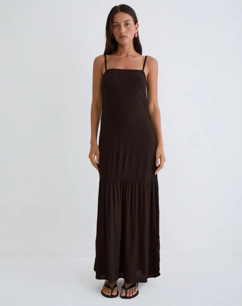 Jenesis Maxi Dress in Crinkle Bitter Chocolate - Image 2