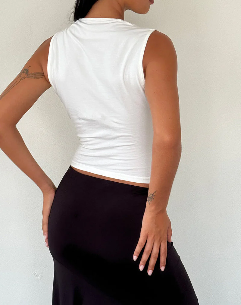 Jiniso Crop Top in Off White with Black Bows - Image 5