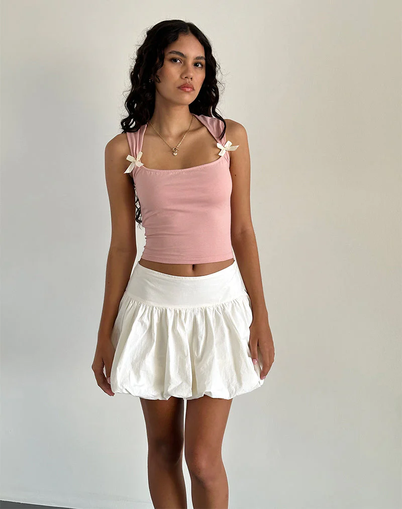 Jiniso Crop Top in Pink Lady with Ivory Bows - Image 3