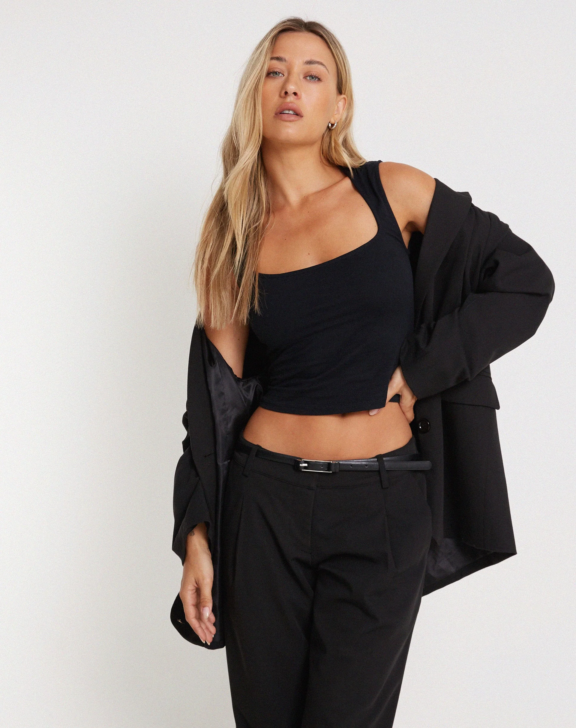 Jinsu Crop Top in Lycra Black - Image 3
