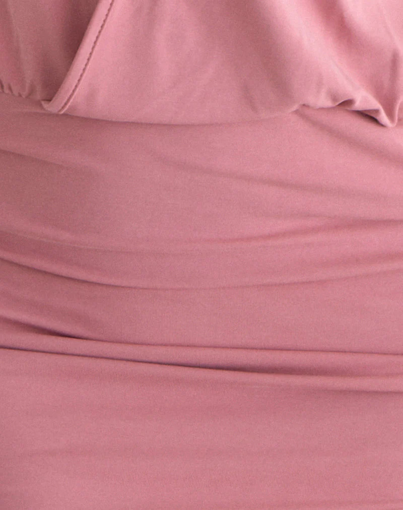 Jolicia Halterneck Mini Dress in Cupro Pink - Image 7