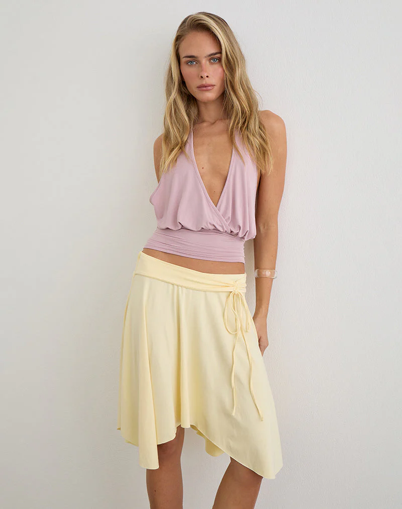 Joonmir Midi Skirt in Rayon Jersey Lemon - Image 3