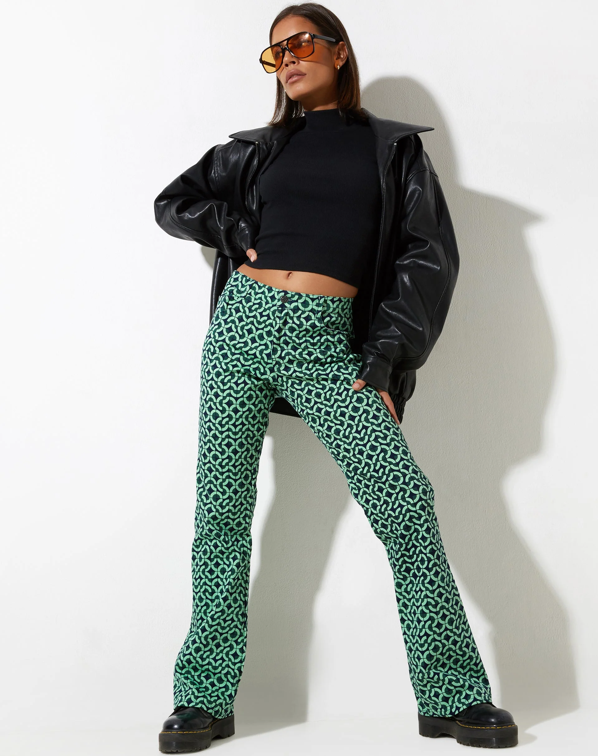 Jopan Trouser in Retro Tile Green - Image 2