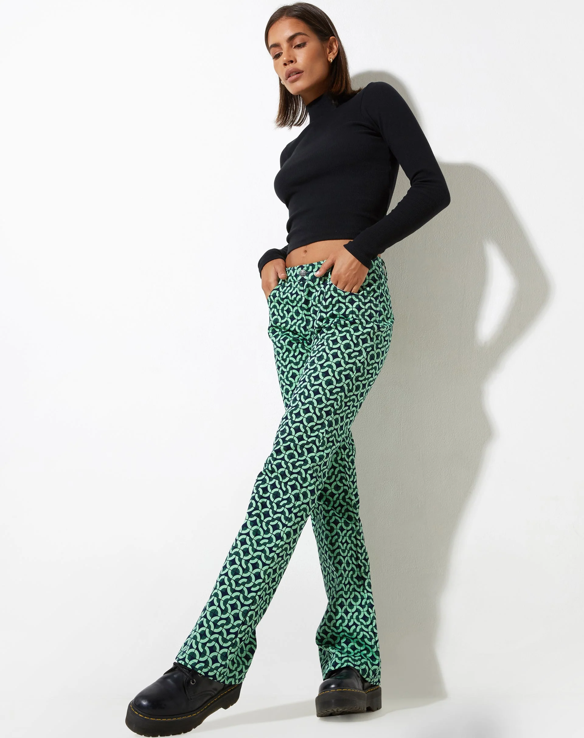 Jopan Trouser in Retro Tile Green - Image 5