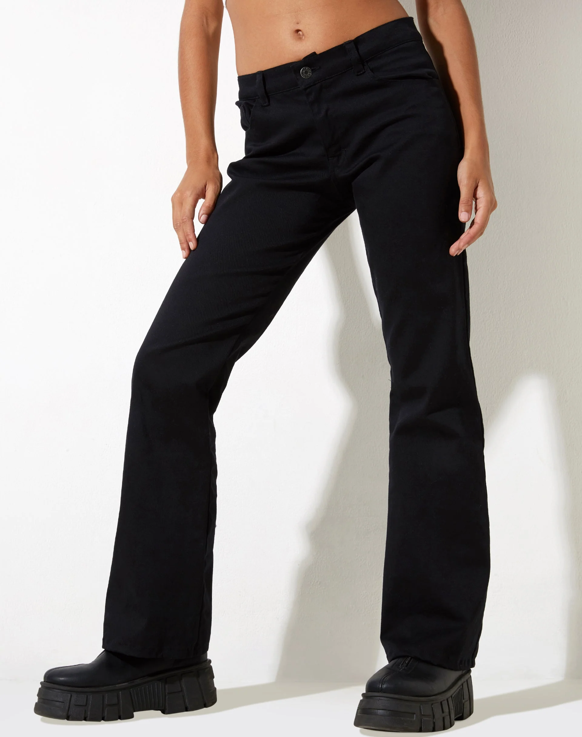 Jopan Flare Trouser in Twill Black - Image 3