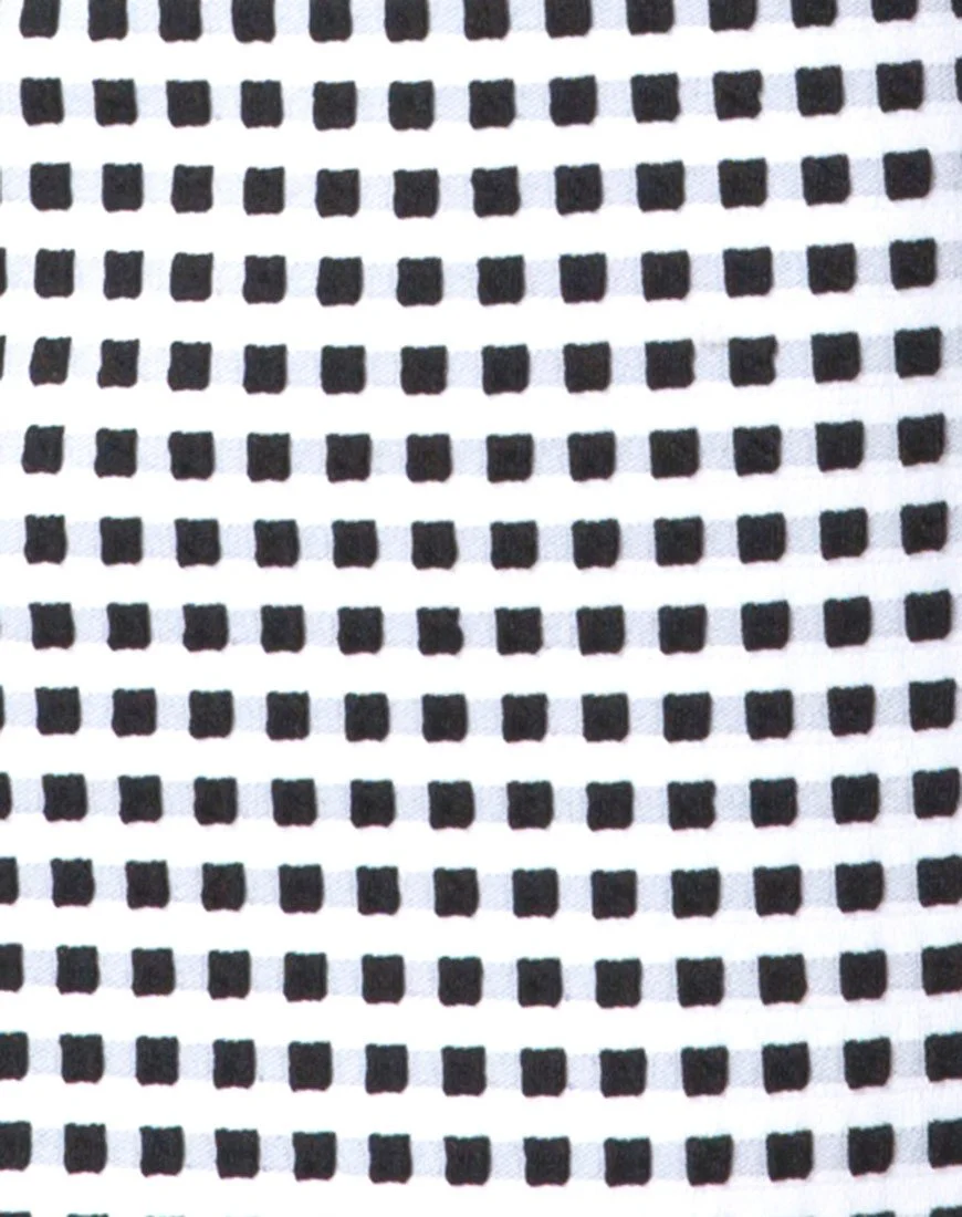 Junice Dress in Gingham Ivory Black - Image 5